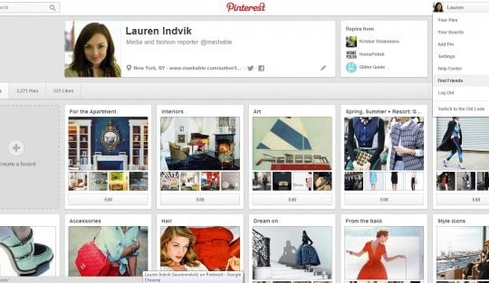 pinterest new profile pages