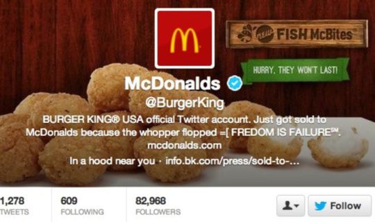 McDonalds BurgerKing on Twitter