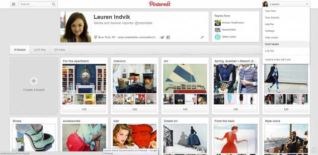 pinterest new profile pages