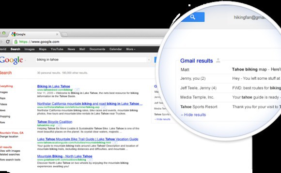 Les messages Gmail apparaîtront dans les résultats de recherche