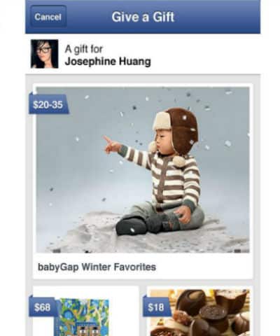 facebook gifts