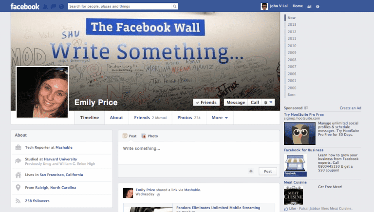 Facebook Timeline Nouvelle