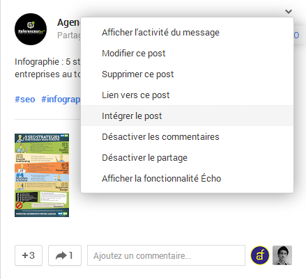 Google+ ajoute la fonction "intégrer une publication"