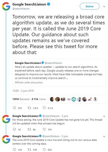 Mise à jour algorithme Google par Référenceur Juin 2019